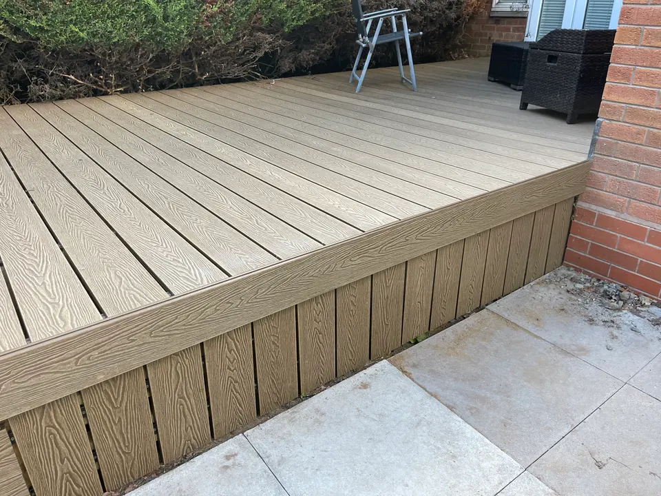 Close view of the deck boards, edging and side panels